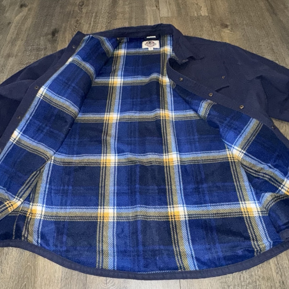 Backwoods Field & Forest Men's XL Barn Chore Coat Jacket Fleece Plaid Lined Blue - Picture 6 of 14